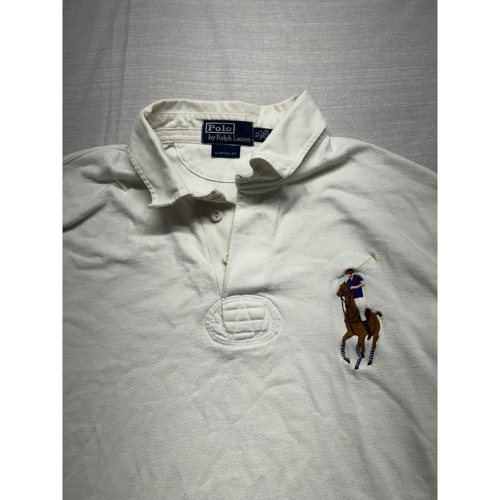 Polo Ralph Lauren Big Pony White Long Sleeve Rugby Shirt Mens XL Custom Fit 4 - Picture 3 of 9